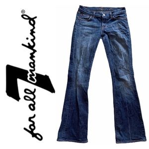 7FAMK Solid Blue Flare Jeans